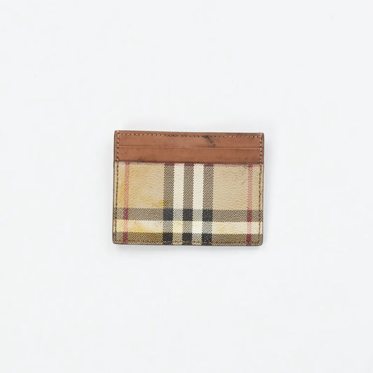 BURBERRY Womens Sandon Card Holer Check Pattern Beige Leather One Size RRP 180 — View 2