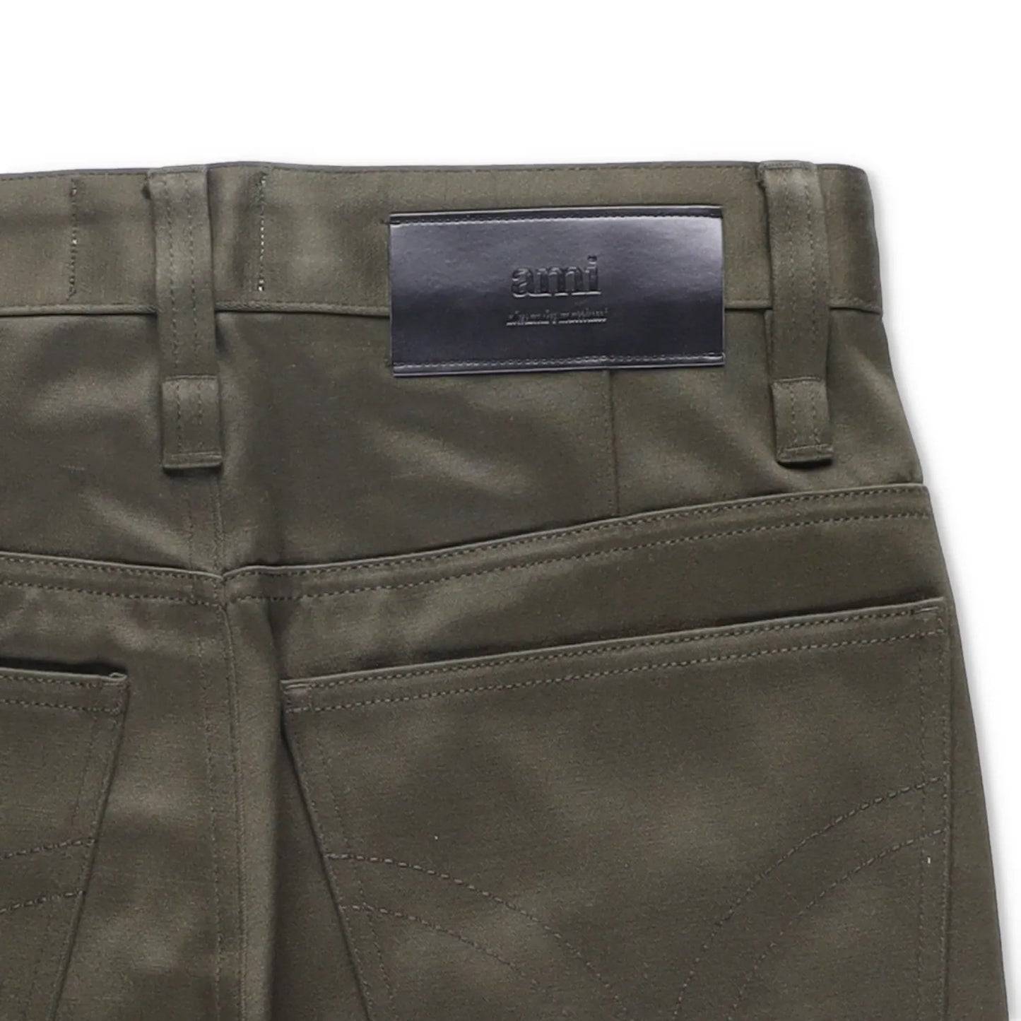 AMI Mens Trousers Green Mid Rise Straigh Leg Slash Pockets Cotton Size 27 RRP225 — View 12