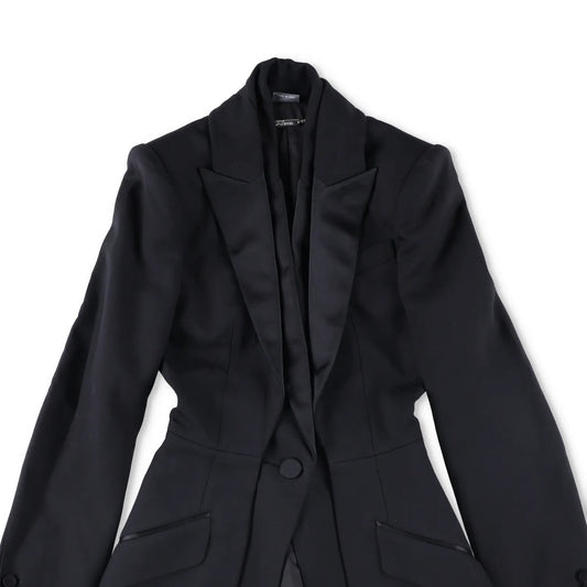 ALEXANDER MCQUEEN Womens Formal Blazer Black Cotton Blend Mid Length 38 RRP 700 — View 2