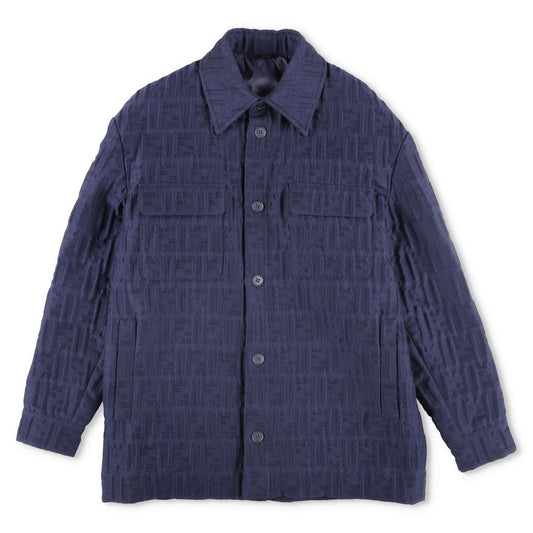 FENDI Mens Blouson Embossed Jacket Shirt Jacket Blue Knit Size 46 RRP 2150 — View 2
