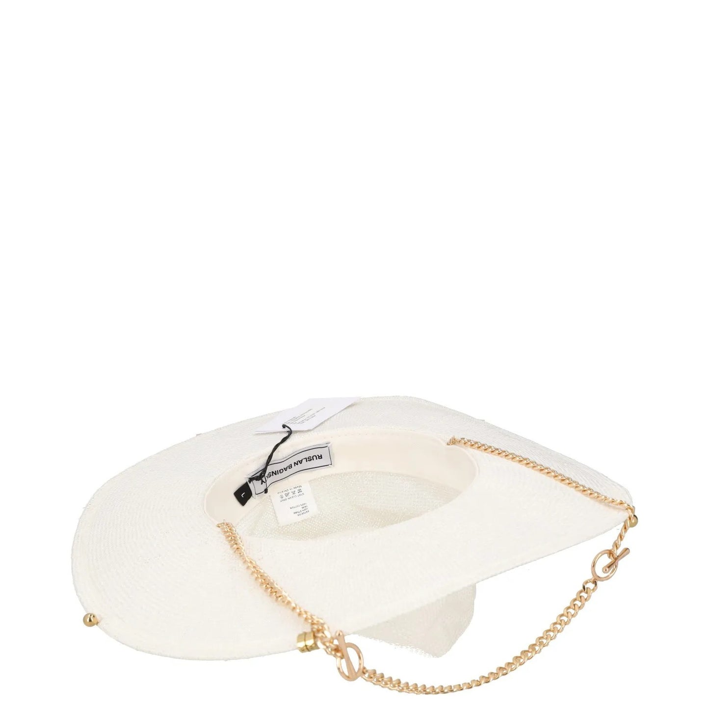RUSLAN BAGINSKIY Womens Pierced Chain Strap Fedora Hat Beige Neutrals L RRP 400 — View 8