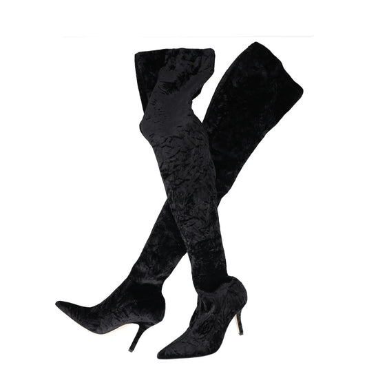 PARIS TEXAS Womens Over Knee Boots Black Synthetic Stiletto Heel UK 5 RRP 450 — View 2