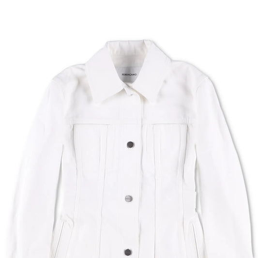 SALVATORE FERRAGAMO Womens Denim Jacket Long Sleeve Buttoned White 36 RRP 1250 — View 2