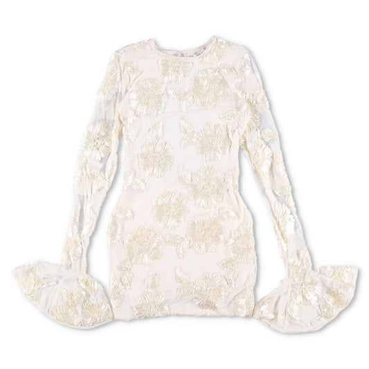 ROTATE Womens Dress Polyester Blend Ivory Lace Floral Flared Sleeve UK 10 RRP200 — View 2