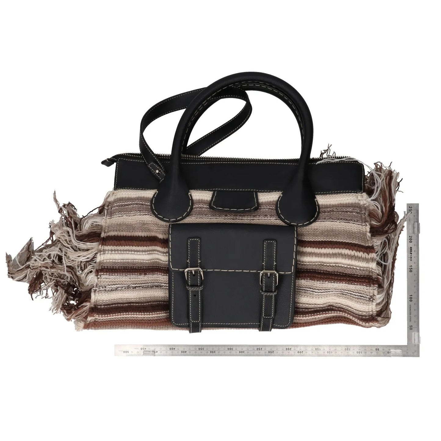 CHLOE Womens Satchel Top Handle Bag Beige Leather Fringe Buckle Size L RRP 1990 — View 9