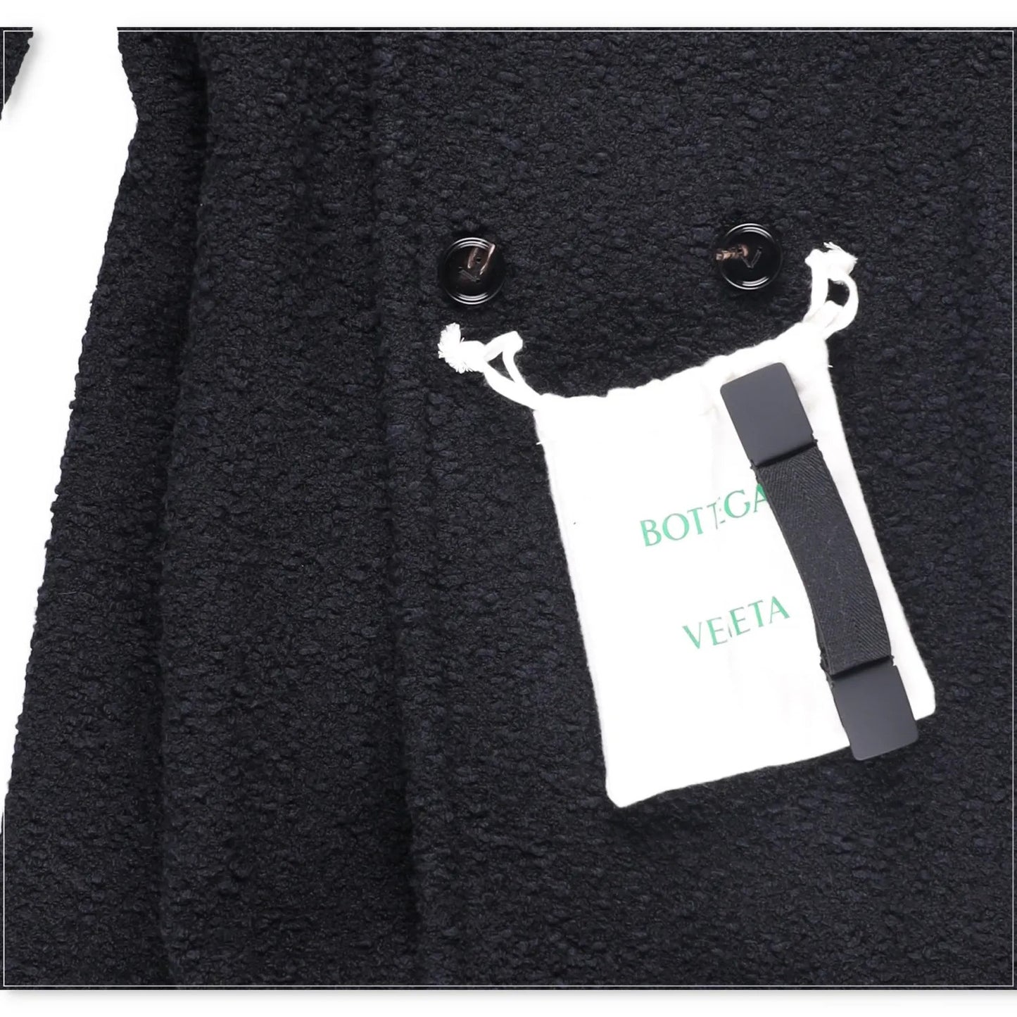 BOTTEGA VENETA Womens Black Double Breasted Overcoat Cotton Blend 38 RRP 3500 — View 9