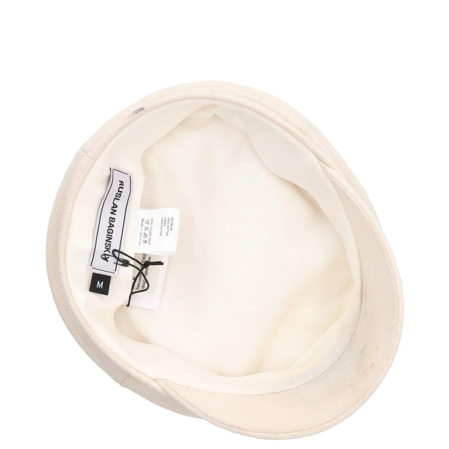 RUSLAN BAGINSKIY Womens Cotton Crystal Baker Boy Hat Ivory Rhinestone M RRP 375 — View 8