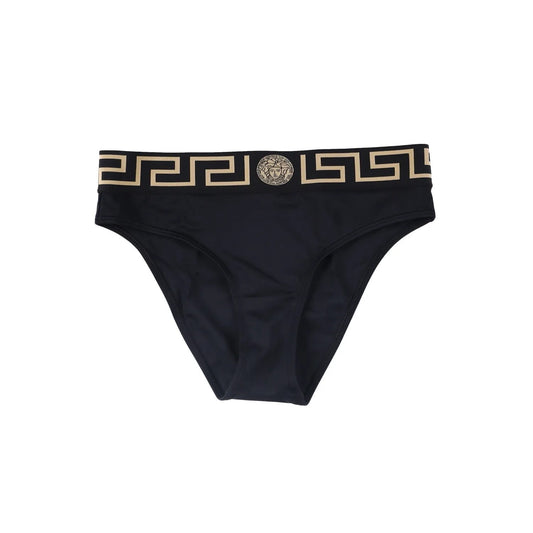 VERSACE Women E Bikini Bottoms Logo Elasticated Waistband Black Size S RRP 150 — View 2