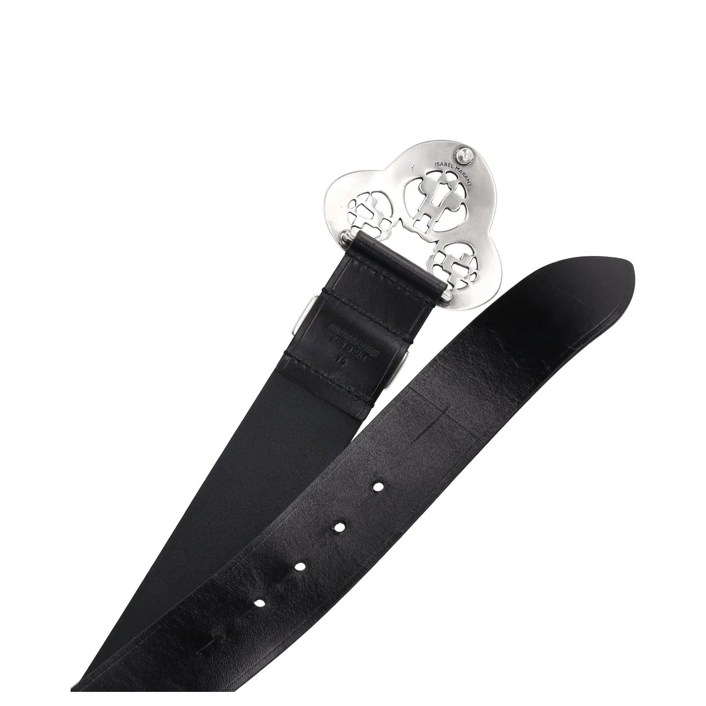 Isabel Marant Womens Black Leather Belt Stylish Silver Buckle Size 75 RRP 320 — View 9