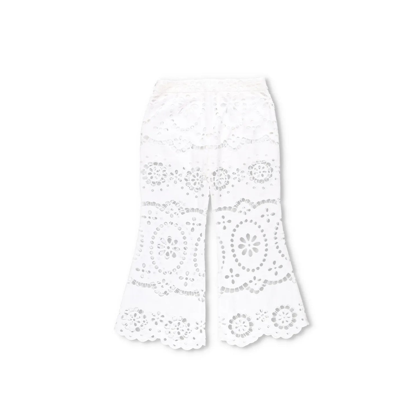 ZIMMERMANN Women Lexi Embroidered Wide Leg Trousers Ivory White Cotton 2 RRP 650 — View 6