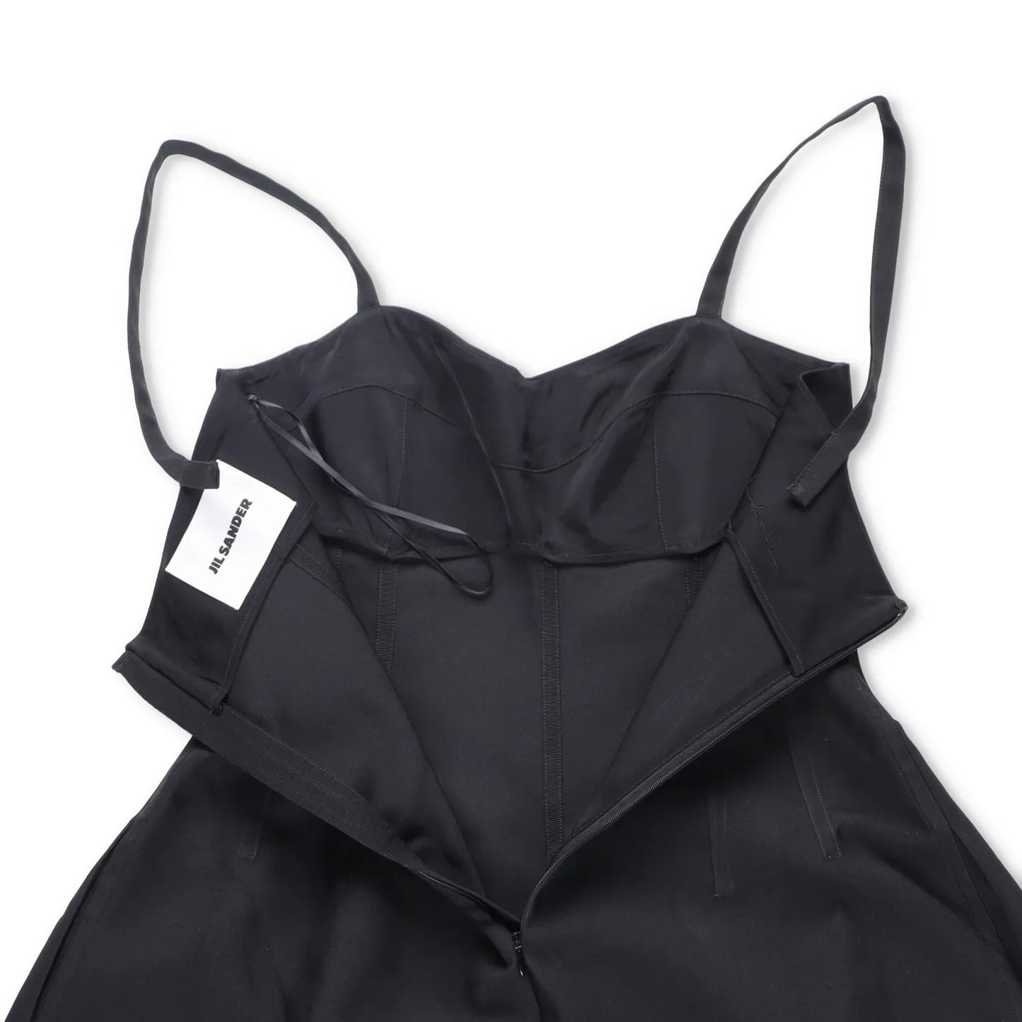 JIL SANDER Womens Midi Dress Strap Bustier Flare Black Strappy Size 34 RRP 2093 — View 10
