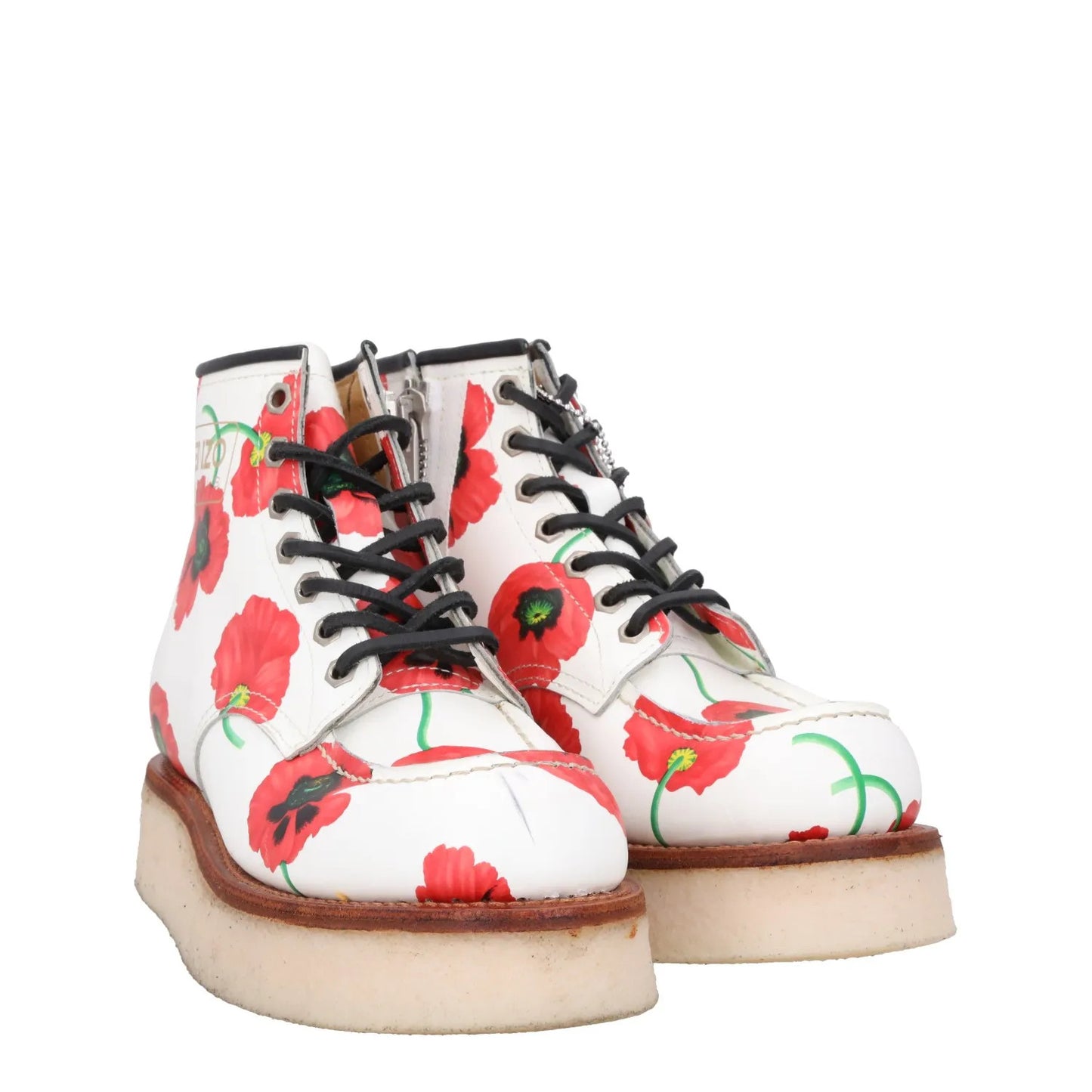 KENZO Womens Yama Lace Boots Leather Casual White Red Floral Size 36 RRP 735 — View 9