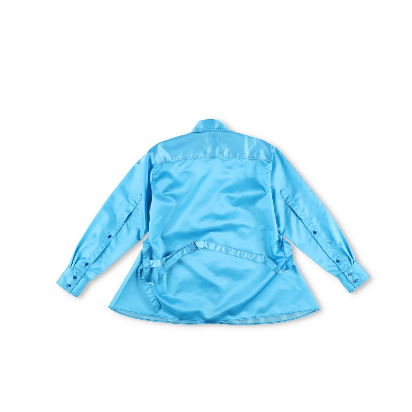 CHRISTOPHER JOHN ROGERS Women Tie Back Satin Shirt Azure Button-Up M RRP1030 — View 10