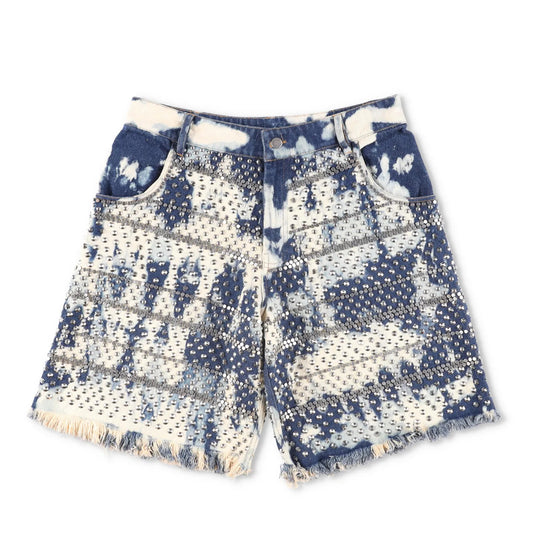 ASHISH Mens Studded Acid Wash Denim Cotton Blue White Size Medium RRP 425 — View 2