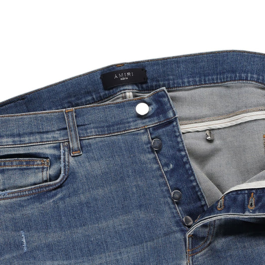 AMIRI Mens Mx1 Skinny Jeans Blue Denim Mid Rise Button Closure Size 36 RRP 1115 — View 2