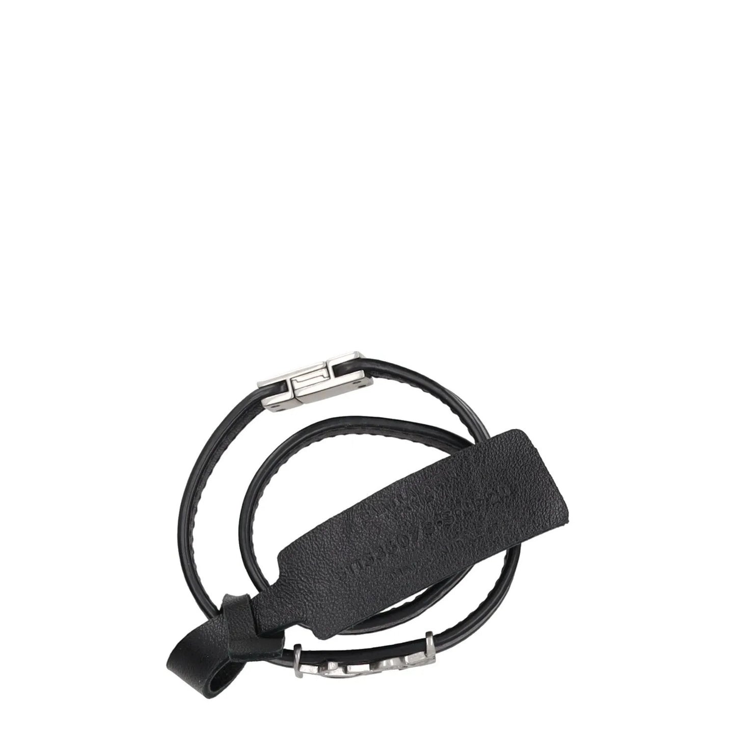 SAINT LAURENT Womens Bracelet Black Leather Silver YSL Buckle Size S RRP 255 — View 8