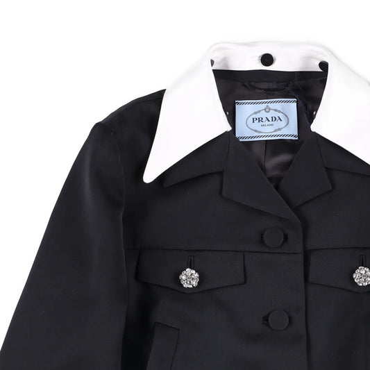 PRADA Womens Jacket Sports Collared Neck Long Sleeve Wide Lapel Black 40 RRP2638 — View 2