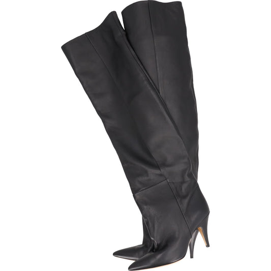KHAITE Women River 90 High Heel Knee High Slouch Boot Leather Black UK 6 RRP1750 — View 2