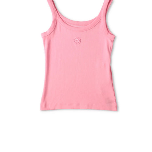 MARINE SERRE Womens Organic Cotton Rib 2X2 Tank Top Sleeveless Pink S RRP 130 — View 2