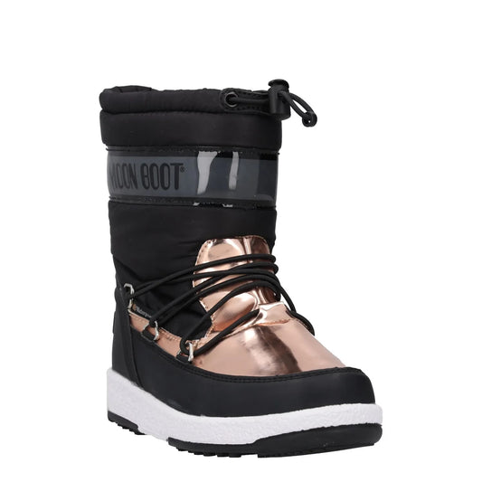 MOONBOOT Womens Mid Calf Snow Boots Drawstring Closure Black Gold UK12.5 RRP 150 — View 2