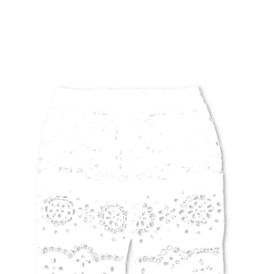 ZIMMERMANN Women Lexi Embroidered Wide Leg Trousers Ivory White Cotton 2 RRP 650 — View 2