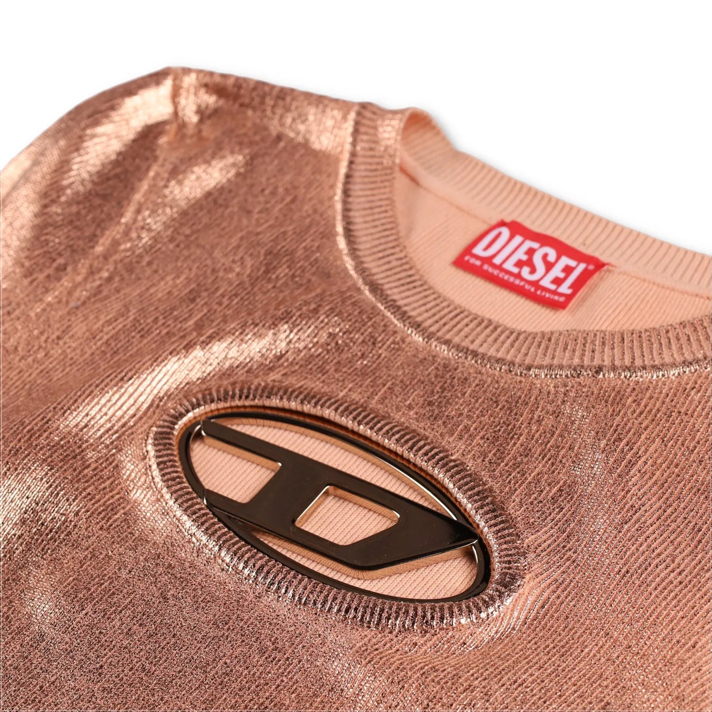DIESEL Womens Knitwear Top Shades Of Metallic Foil Oval T-Shirt Orange S RRP 225 — View 5