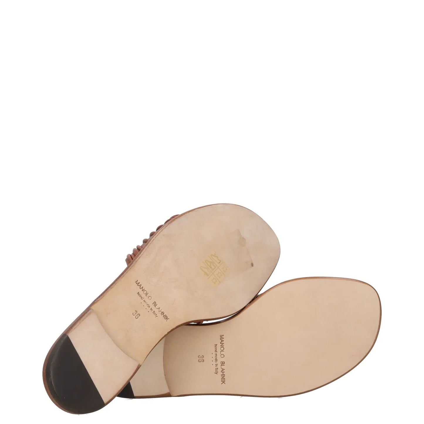 MANOLO BLAHNIK Womens Sandal Brown Leather Slider Open Toe Flat UK 4 RRP 600 — View 8