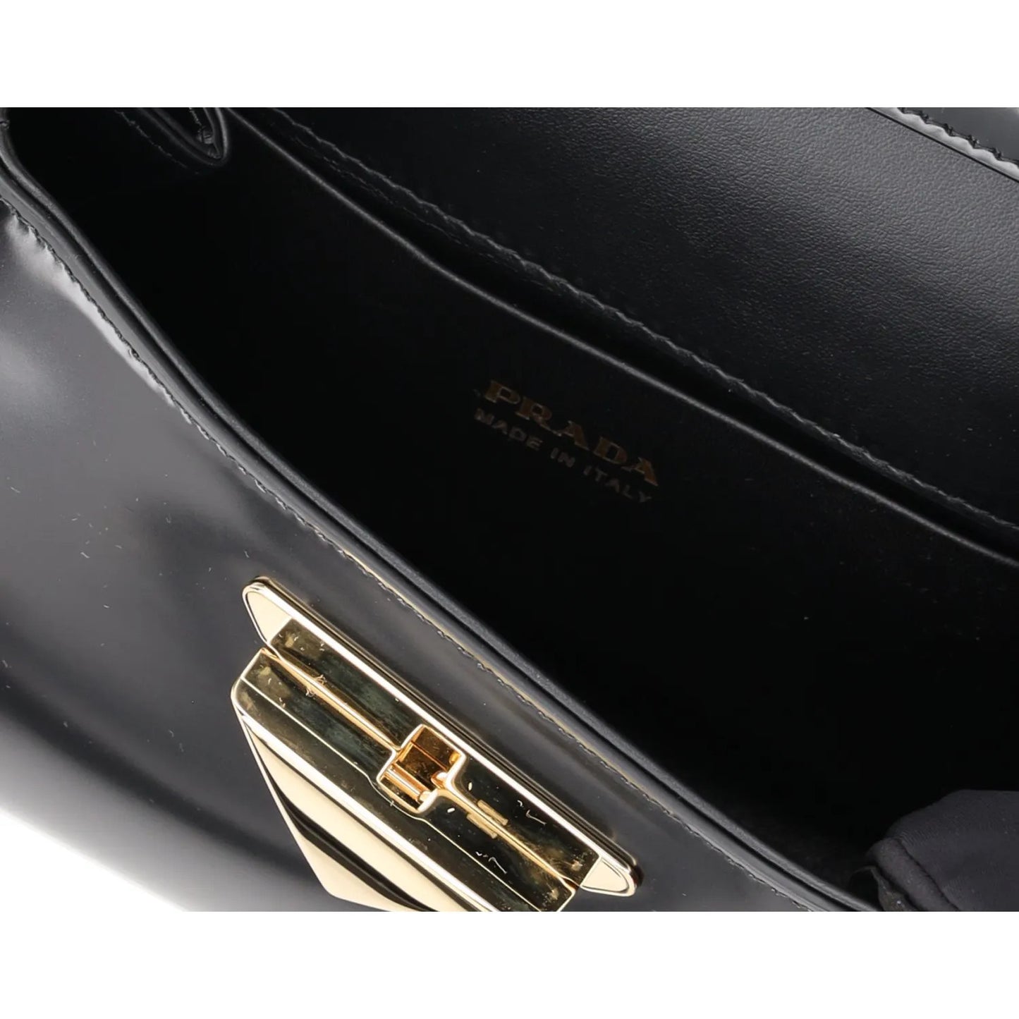 PRADA Womens Spazzolato Brushed Leather Shoulder Bag Black Size M RRP 2650 — View 13