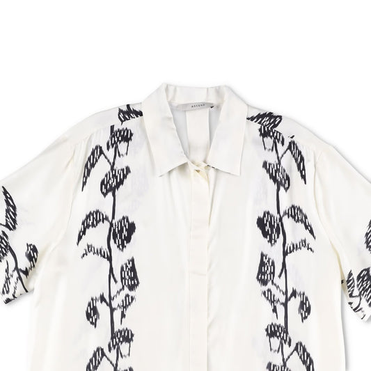 ASCENO Womens Montauk Shirt Ecru Vine Multi Short Sleeve Silk Twill M RRP 390 — View 2