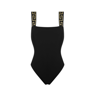 VERSACE Womens Swimsuit Black Baroque Print Strap Gold One Piece Size S RRP 285