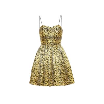 SAINT LAURENT Womens Tank Dress Yellow Animal Print Sleeveless Size 38 RRP 900