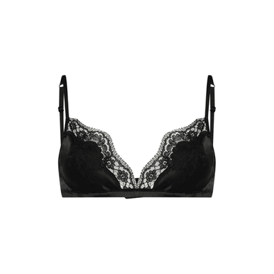 DOLCE & GABBANA Womens Silk Rggsno Bra Bralette Black Lace Size 2XL RRP 233
