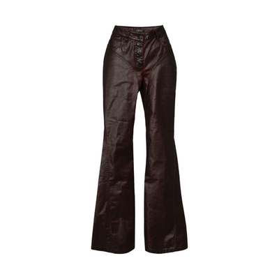 MUGLER Womens Jeans Flared Leg Denim Burgundy High Rise Size 40 RRP 770