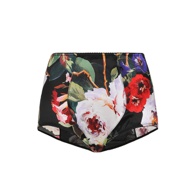 DOLCE & GABBANA Womens Brief High Waist Silk Floral Print Knickers L RRP 301