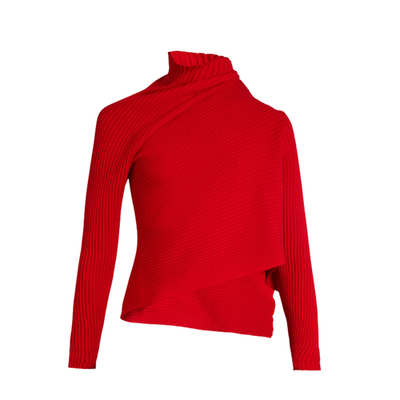 Marques'Almeida Womens Merino Wool Knitted Draped Jumper Red Asymmetric L RRP335