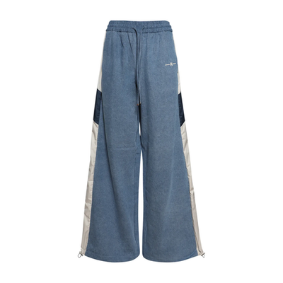 AMIRI Womens Ma Chambray Track Pant Relaxed Fit Drawstring Waist Blue S RRP 1153