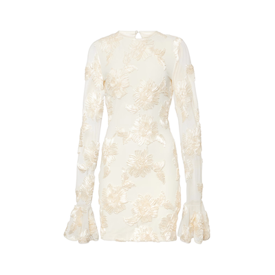 ROTATE Womens Dress Polyester Blend Ivory Lace Floral Flared Sleeve UK 10 RRP200