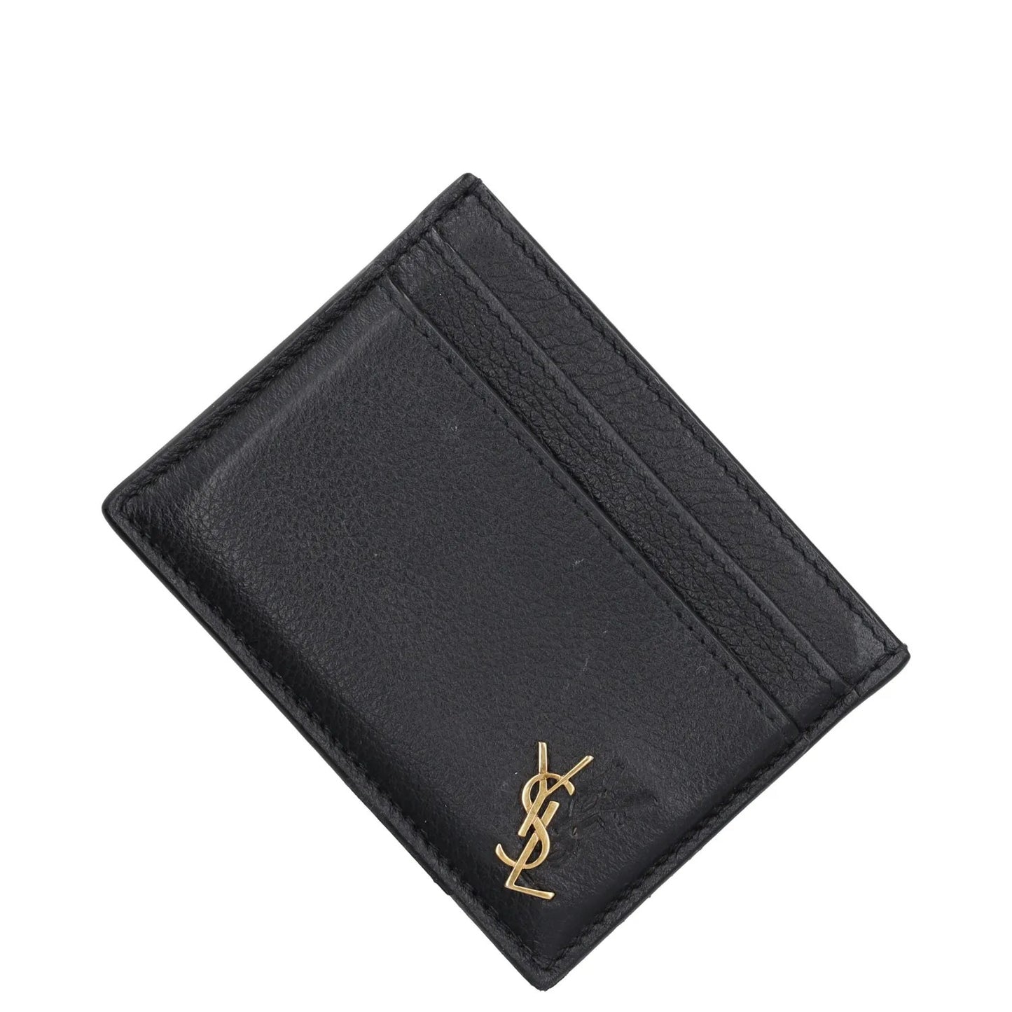 SAINT LAURENT Womens Tiny Monogramme Card Holder Black Gold One Size RRP 190 — View 4