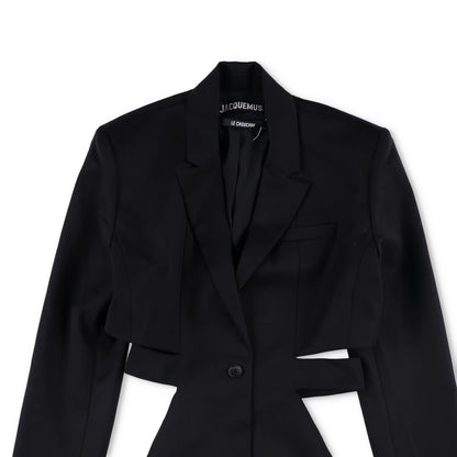 JACQUEMUS Womens La Robe Bari Long Sleeve Side C/O Mini Dress Black 40 RRP 830 — View 2