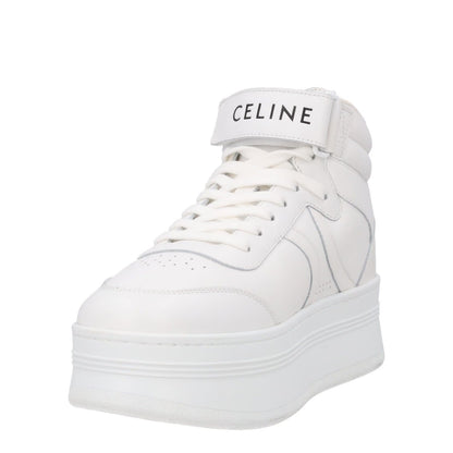 CELINE Womens Mid Lace-Up Sneakers Scratch Leather High Tops White UK 7 RRP 740 — View 3
