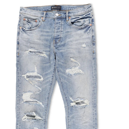 PURPLE BRAND Mens Light Indigo Vintage Ripped Skinny Jeans 5 Pocket 33 RRP 275 — View 5