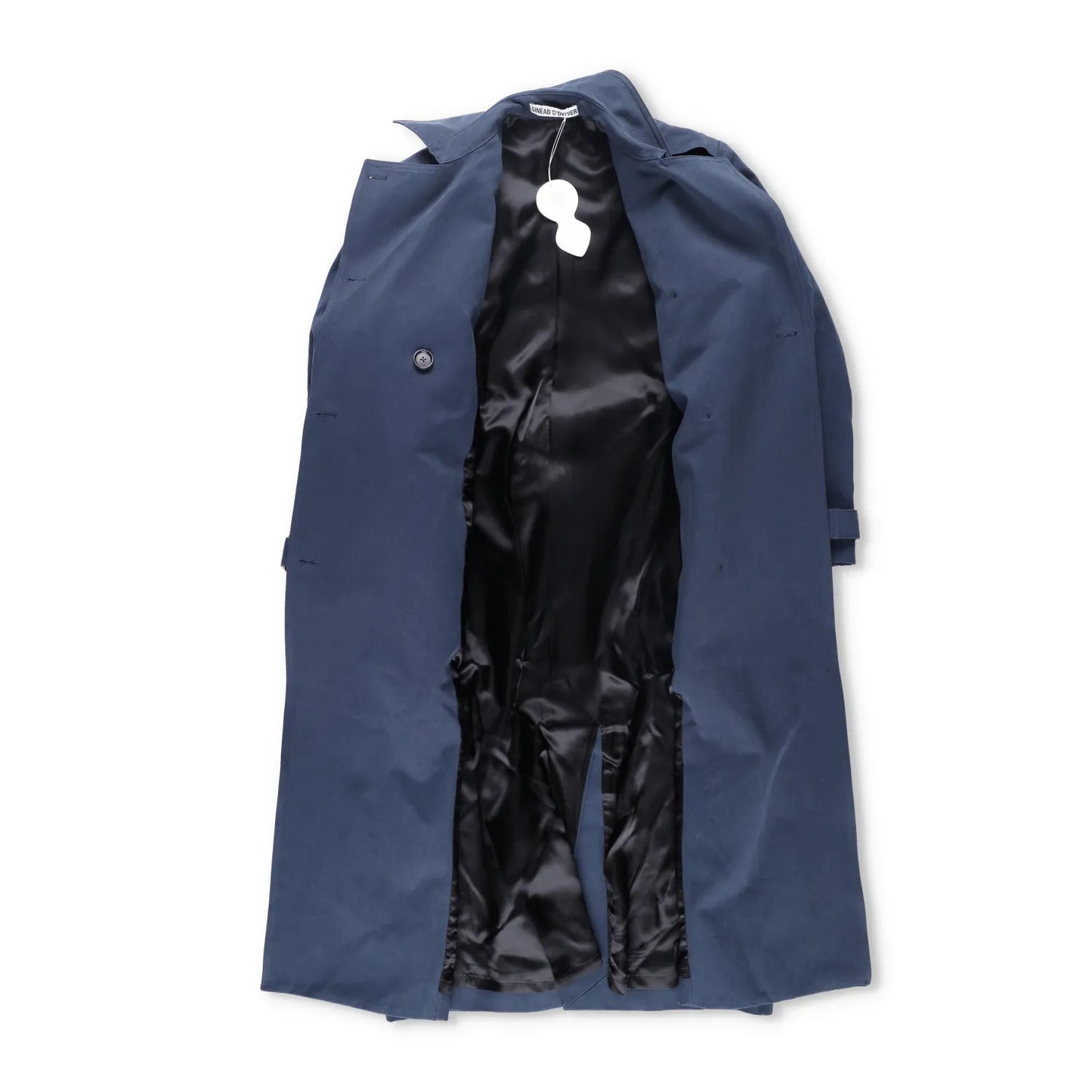SINEAD O'DWYER Womens Trench Coat Cotton Drill Blue Wast Belt Long 12 RRP 2110 — View 9