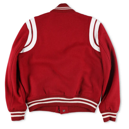 SAINT LAURENT Womens Varsity Jacket Red White Wool Snap Closure Size 48 RRP 2000 — View 8
