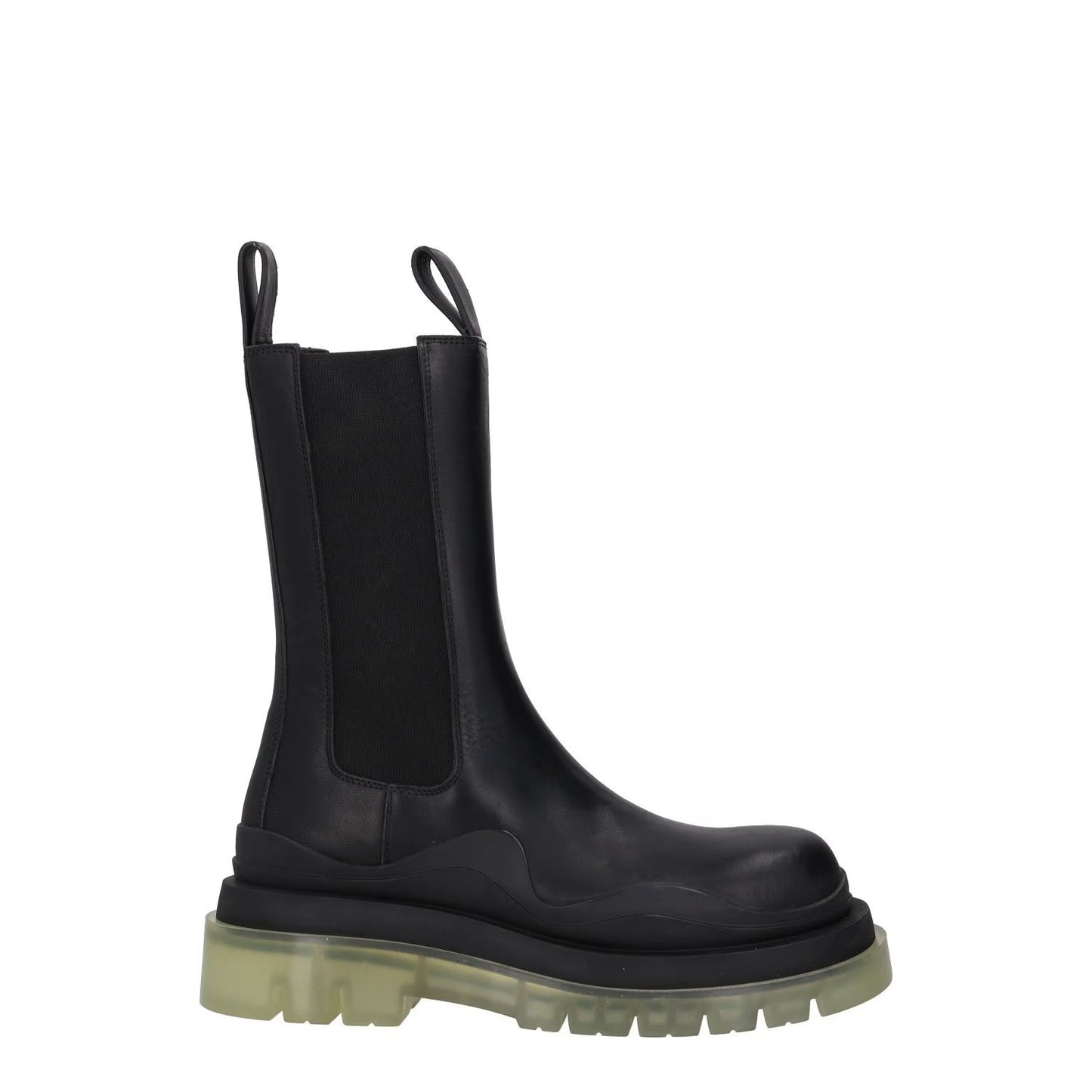BOTTEGA VENETA Womens Chelsea Boots High Black Leather Clear Sole UK3 RRP 1010