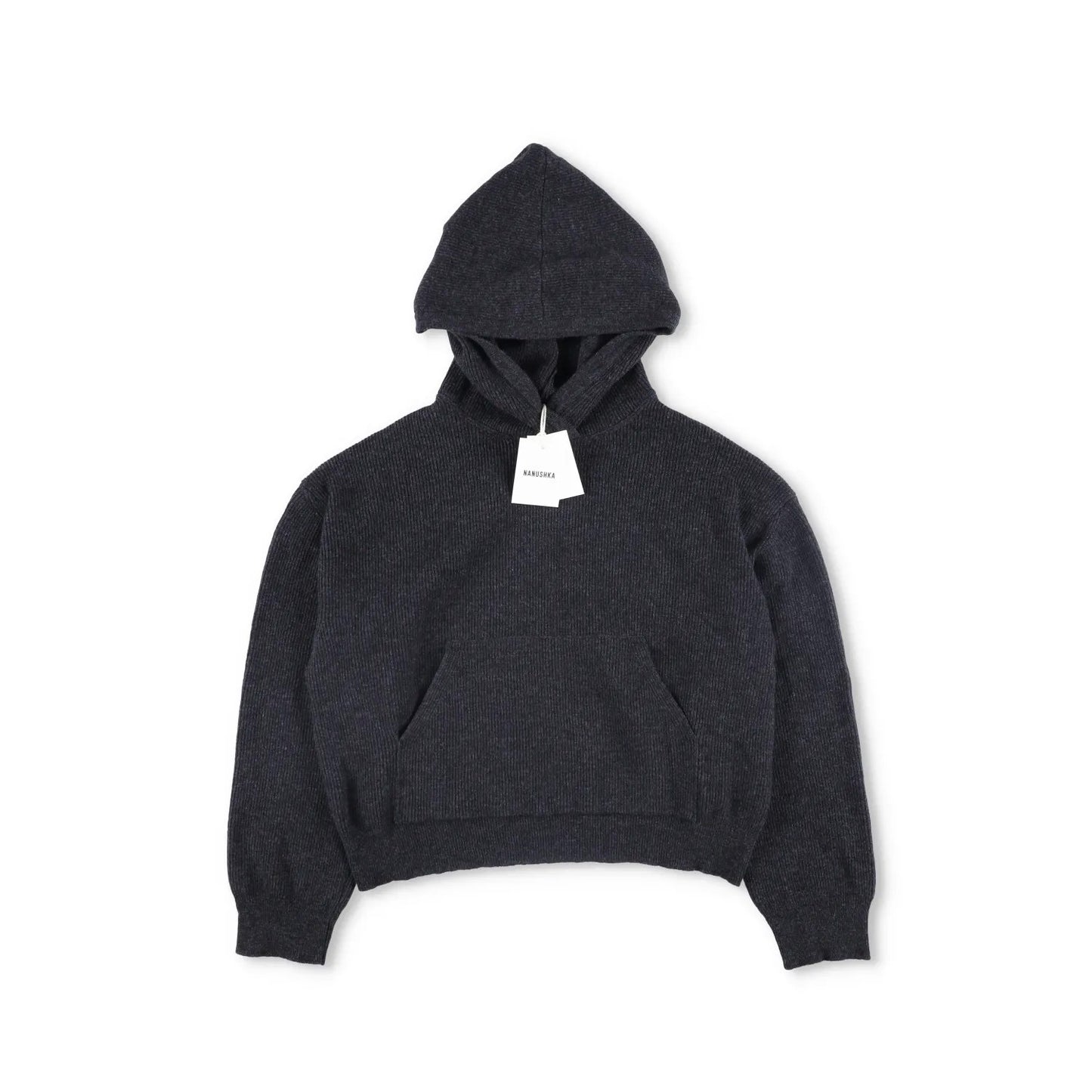 NANUSKHA Womens Cropped Hoodie Grey Front Pocket Pullover Size S RRP 320 — View 5