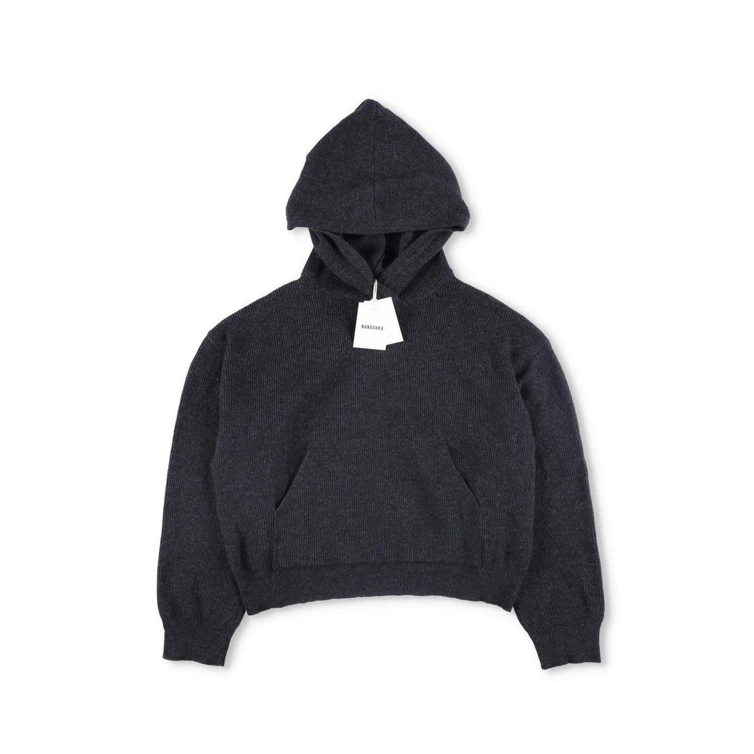 NANUSKHA Womens Cropped Hoodie Grey Front Pocket Pullover Size S RRP 320 — View 5
