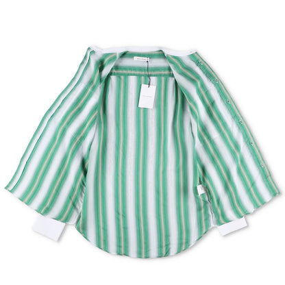 WALES BONNER Mens Cadence Silk Stripe Shirt Green White Button-Up 48 RRP 570 — View 6