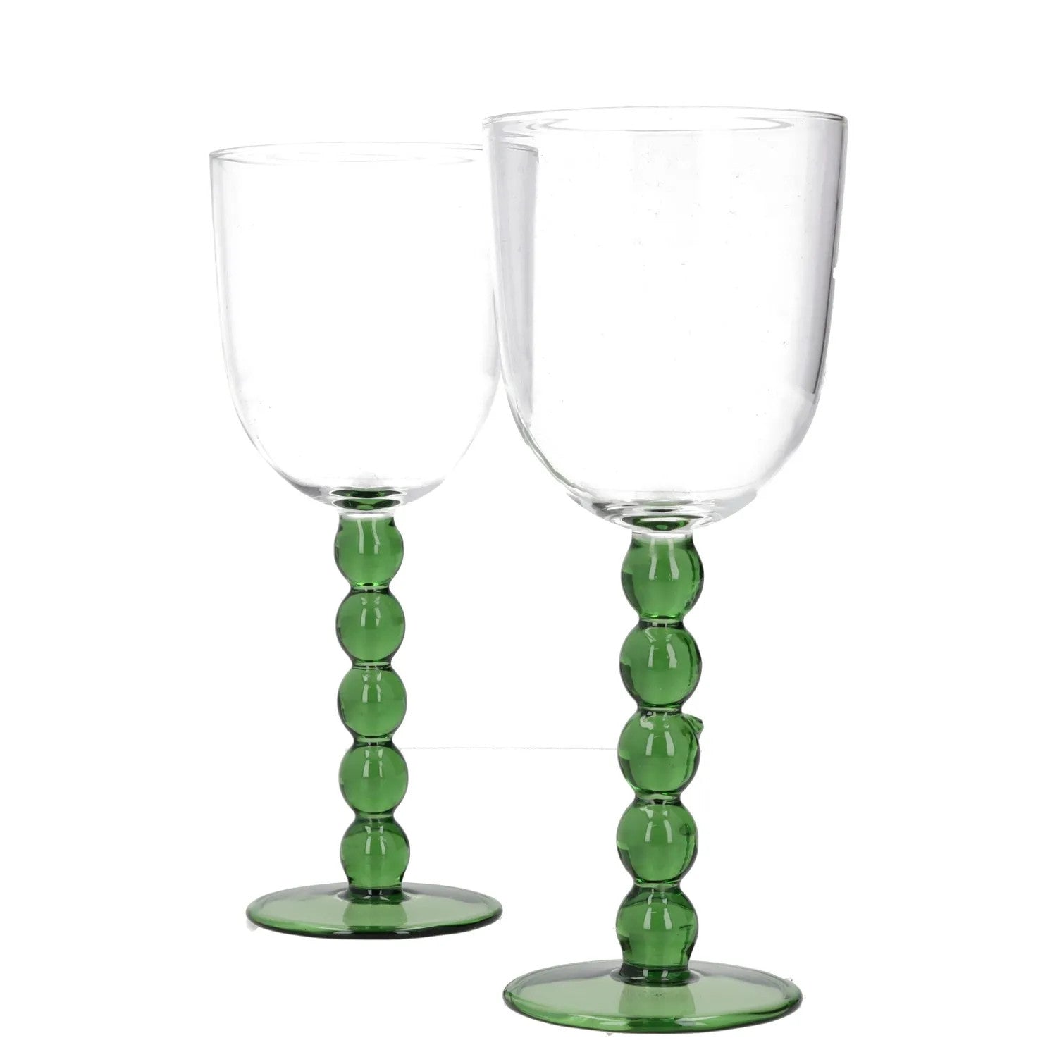 MAISON BALZAC Wine Glasses Glass Clear Green Stem Two Piece One Size RRP 50 — View 4