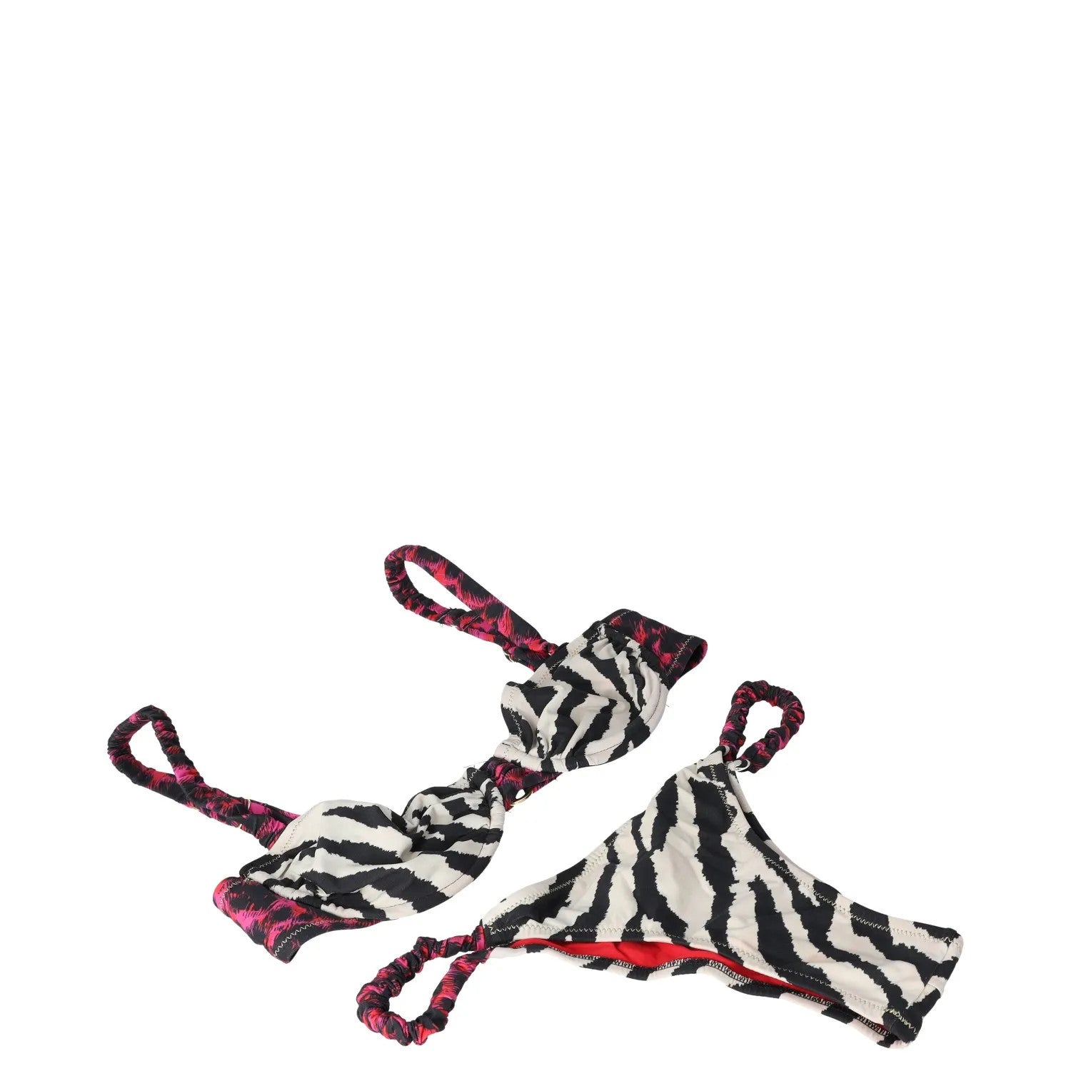 REINA OLGA Womens Marti Bikini Set Multi Leo Scrunch Straps Zebra Print 1 RRP150 — View 3