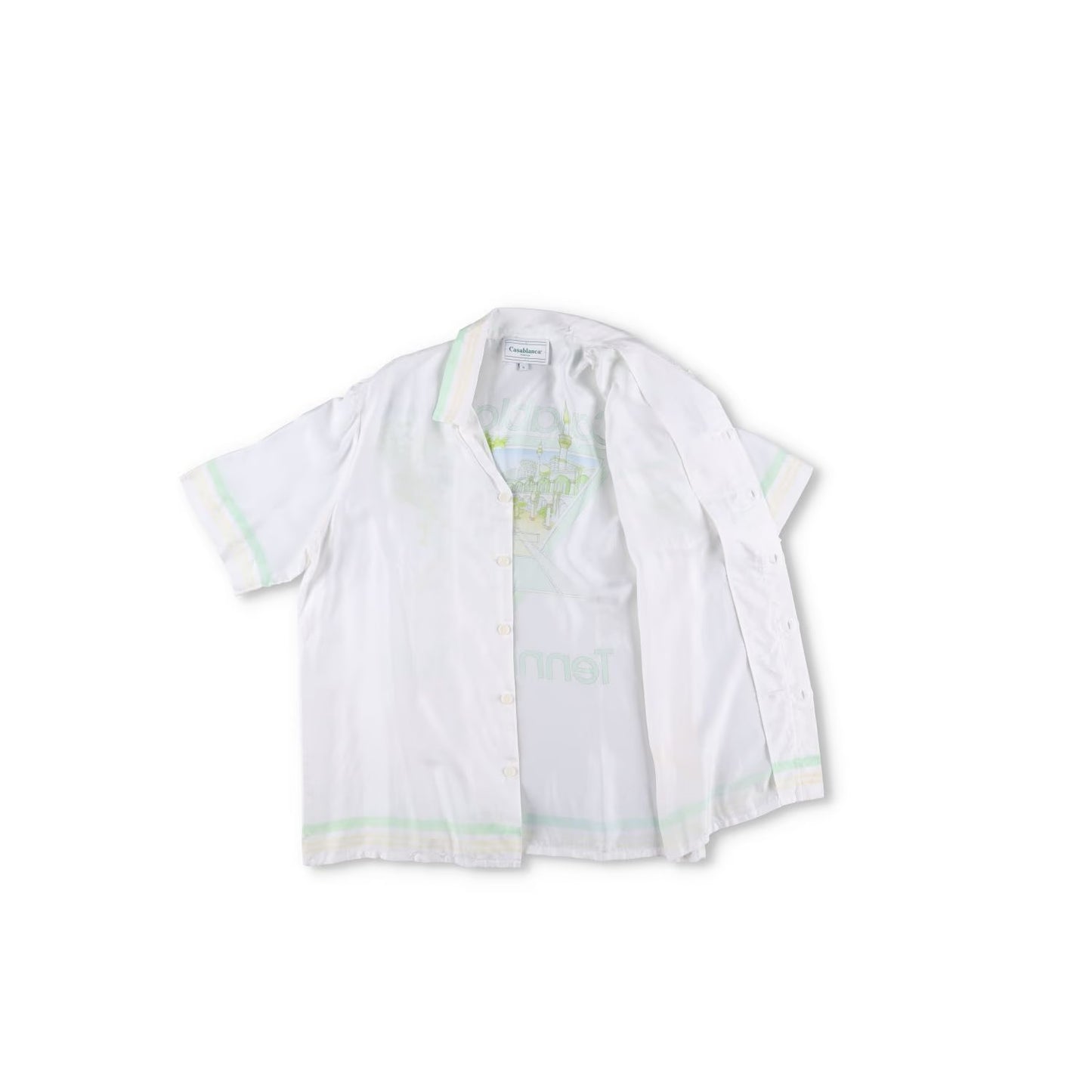CASABLANCA Men Cuban Collar Short Sleeve Shirt Icon Pastelletenn White XL RRP785 — View 8